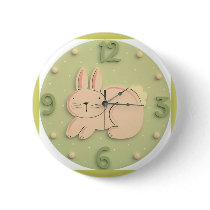 Cute Clock Style Kids Button "Bunny" by dizzypixels Cute Clock Style Kids Button "Bunny"