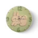 Cute Clock Style Kids Button - "Bunny"