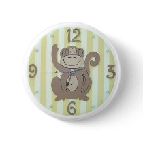 Cute Clock Style Kids Button - "My Monkey" by dizzypixels Cute Clock Style Kids Button - "My Monkey"