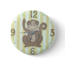 Cute Clock Style Kids Button - "My Monkey"