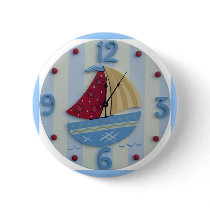 Cute Clock Style Kids Button 'Sailboat" by dizzypixels Cute Clock Style Kids Button 'Sailboat"