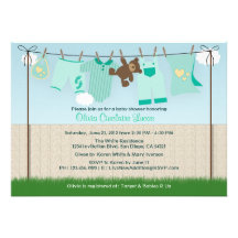Cute Clothesline Gender Neutral Modern Baby Shower Personalized Invitation