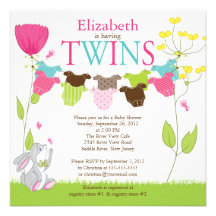 Cute Clothesline Multiple Baby Shower Invitations
