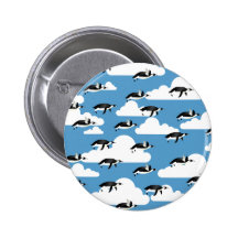 Cute Clouds and Flying Penguins Buttons