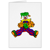 Cute clown with flowers card