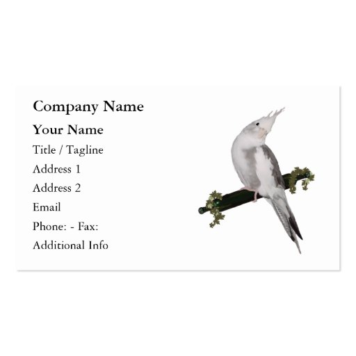 Cute Cockatiel Business Card (front side)