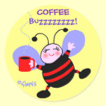 Cute Coffee Caffeine Buzz Bee Stickers stickers