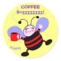 Cute Coffee Caffeine Buzz Bee Stickers