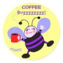 Cute Coffee Caffeine Buzz Bee Stickers
