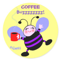 Cute Coffee Caffeine Buzz Bee Stickers
