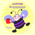 Cute Coffee Caffeine Buzz Bee Stickers
