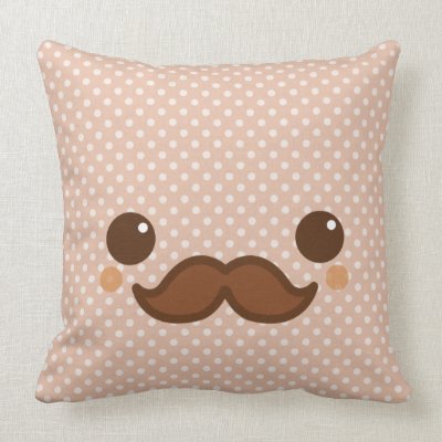 Cute coffee mustache throw pillows