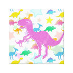 Cute Color Dinosaur Wrapped Canvas Canvas Prints