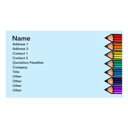 Cute color pencils business cards
