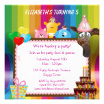 Cute & Colorful Animals Girls Birthday Party Announcements