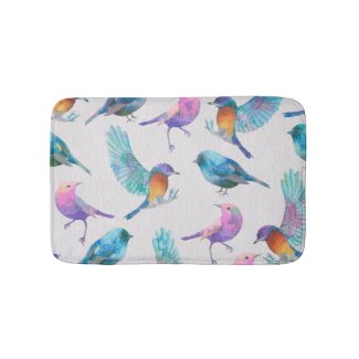 Cute Colorful Birds Bathroom Mat