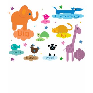 Cute colourful cartoon animals navy tee shirt shirt