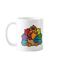 cute colorful cartoon turkey mug