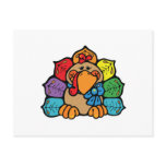 cute colorful cartoon turkey postcards