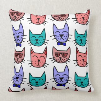 Cute Colorful Cats Throw Pillow