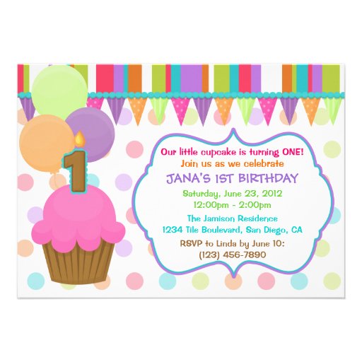 Cute Colorful Cupcake Birthday Invitation [one]