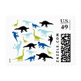 Cute colorful dinosaur pattern postage stamps