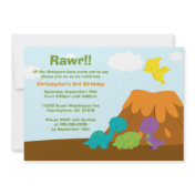 Cute colorful dinosaurs birthday party invitation