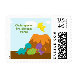 Cute colorful dinosaurs birthday party stamps stamp