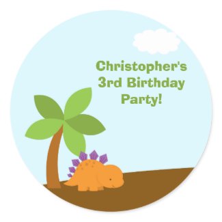 Cute colorful dinosaurs birthday party stickers sticker
