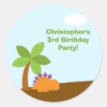 Cute colorful dinosaurs birthday party stickers