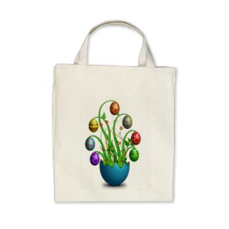 Cute Colorful Easter Egg Tree Organic Grocery Tote