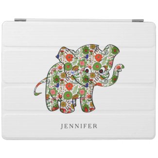 Cute Colorful Floral Baby Elephant iPad Cover