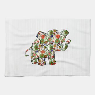 Cute Colorful Floral Baby Elephant Kitchen Towels