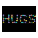 Cute colorful flowered hugs postcard