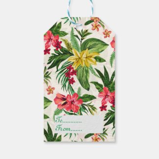 Cute Colorful Flowers And Green Leaves Pack Of Gift Tags