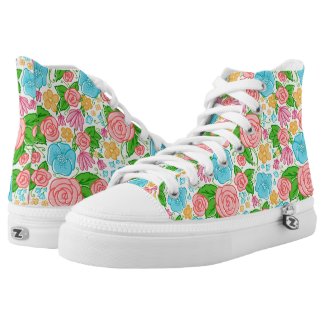 Cute Colorful Flowers Printed Shoes