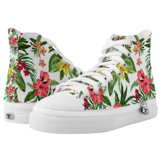 Cute Colorful Hawaiian Flowers With Leaves Printed Shoes