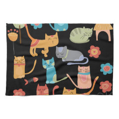 Cute Colorful Kitty Cats Gifts for Cat Lovers Hand Towel