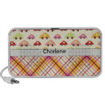 cute colorful little retro cars and tartan plaid mp3 speakers