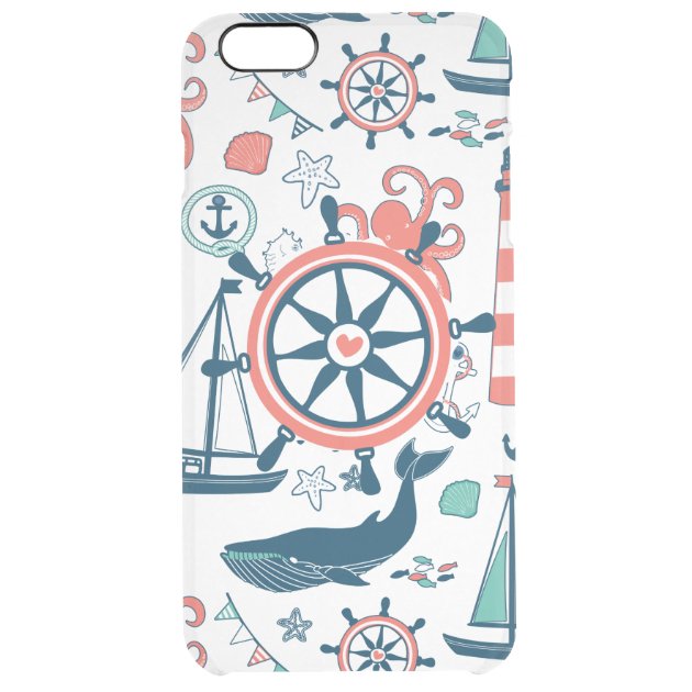 Cute Colorful Nautical Boat Wheel Pattern Uncommon Clearlyâ„¢ Deflector iPhone 6 Plus Case