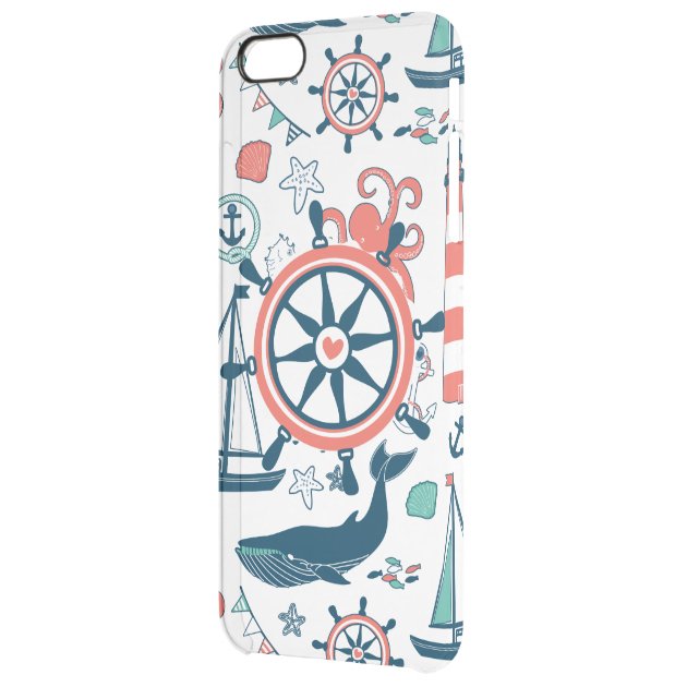 Cute Colorful Nautical Boat Wheel Pattern Uncommon Clearlyâ„¢ Deflector iPhone 6 Plus Case