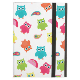 Cute Colorful Owl and Paisley Pattern Design iPad Cases