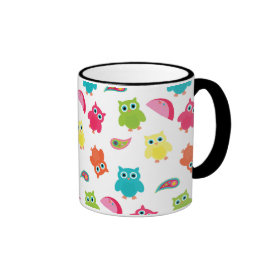 Cute Colorful Owl and Paisley Pattern Design Mug