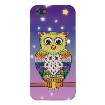 Cute Colorful Owl on star lit night Covers For iPhone 5