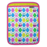 Cute Colorful Owl Pattern Argyle iPad Sleeve