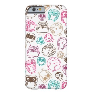Cute colorful owl pattern in pink and blue iPhone 6 case