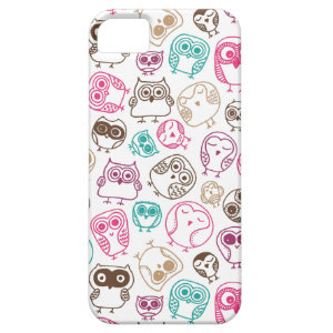 Cute colorful owl pattern in pink and blue iPhone 5 cover