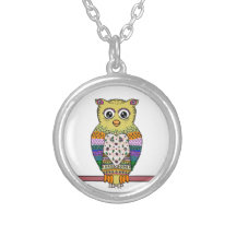 Cute Colorful Owl - white Custom Necklace