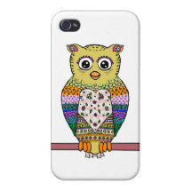 Cute Colorful Owl - white iPhone 4 Covers