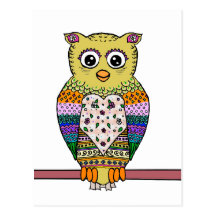Cute Colorful Owl - white Postcards